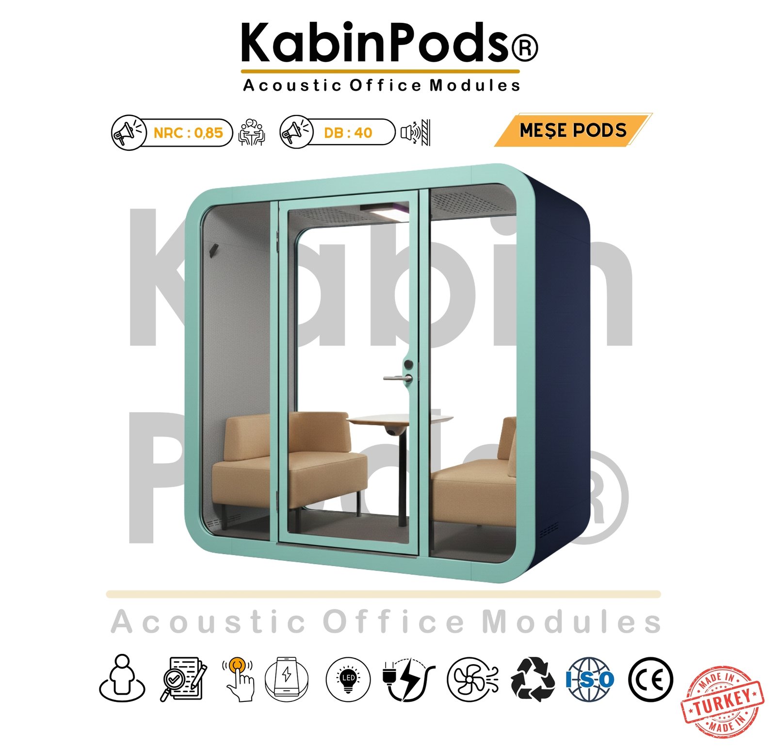 Ofis Toplantı Kulübesi Teknik Özellikler - LED Aydınlatma ve Havalandırma Sistemi